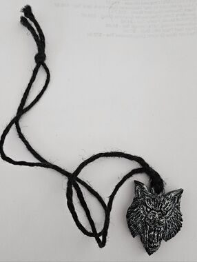 Handmade Resin Gray Werewolf Head Tie Necklace